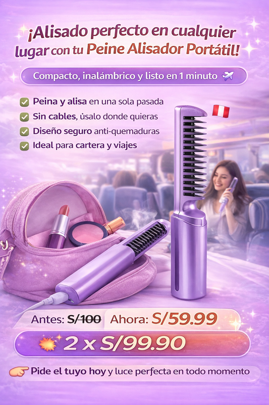 Cabello Perfecto Todo el Día ✨ PEINE ALISADOR PORTATIL VIRAL
